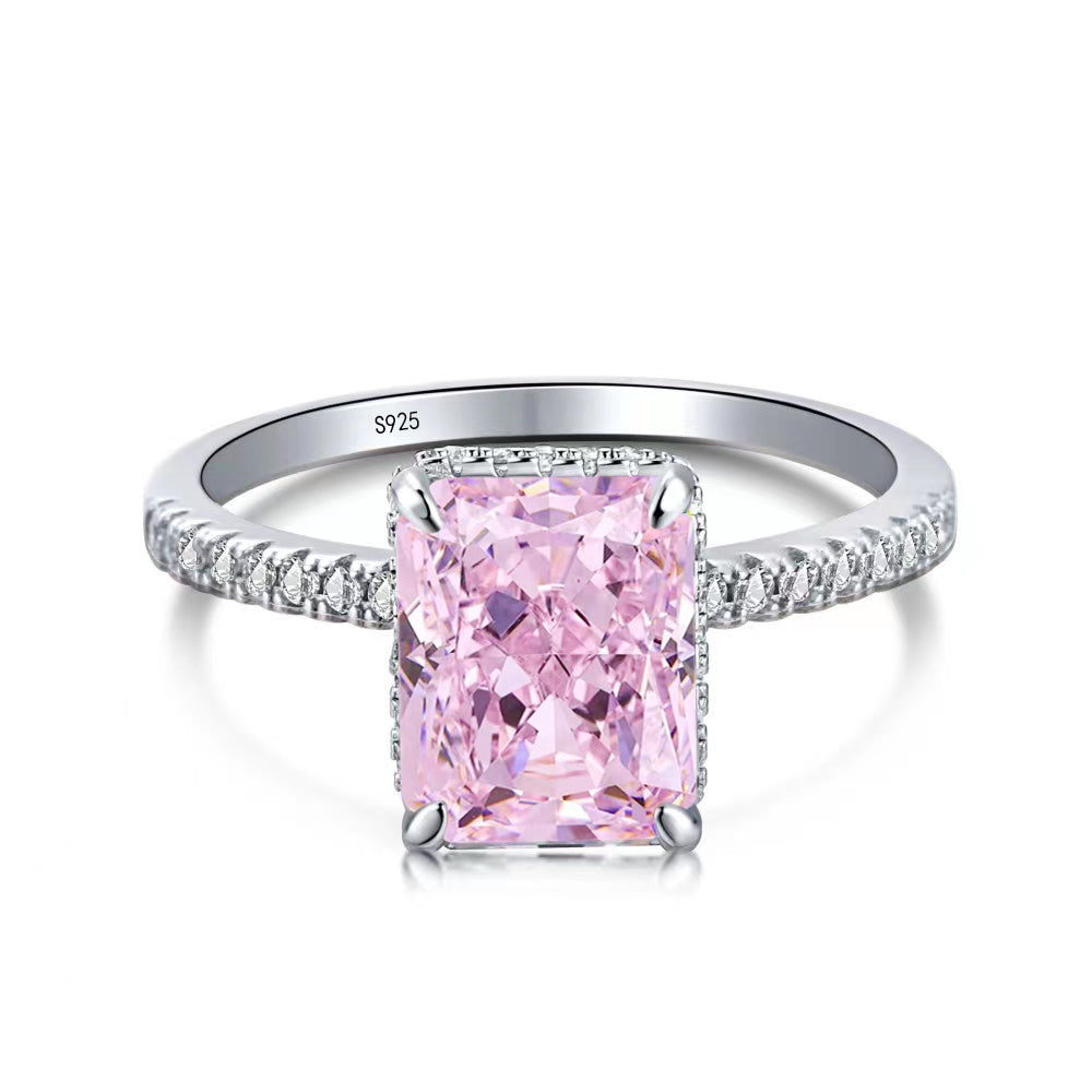 Luxury Pink Sterling Silver Ring